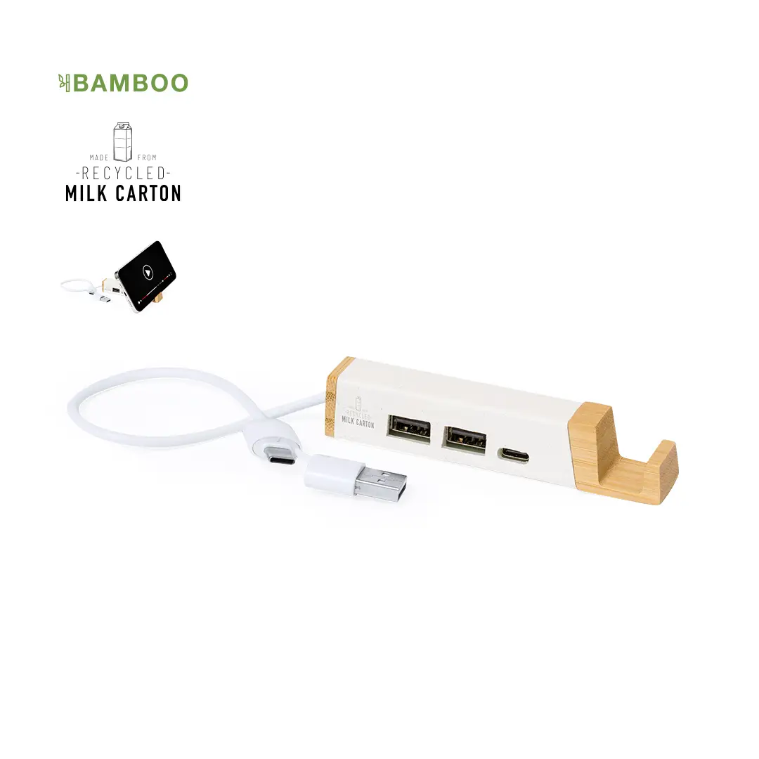 Recycled Milk Carton / Bamboo USB Hub